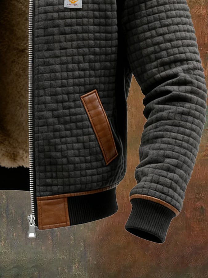 Textured Blouson with a Structured High Collar