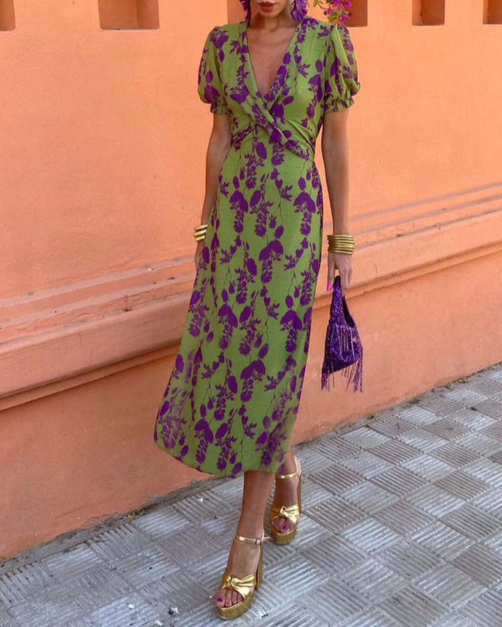 Della - Women's Bohemian Floral Print Pleated Dress