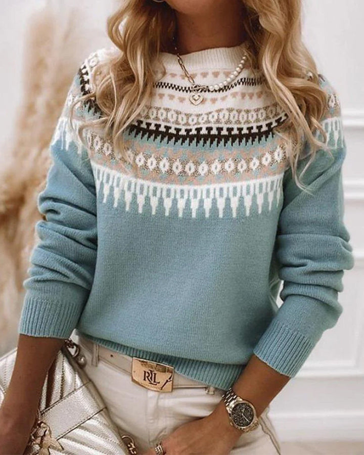 Avery Women's Fair Isle Knit Sweater with Timeless Repeating Design