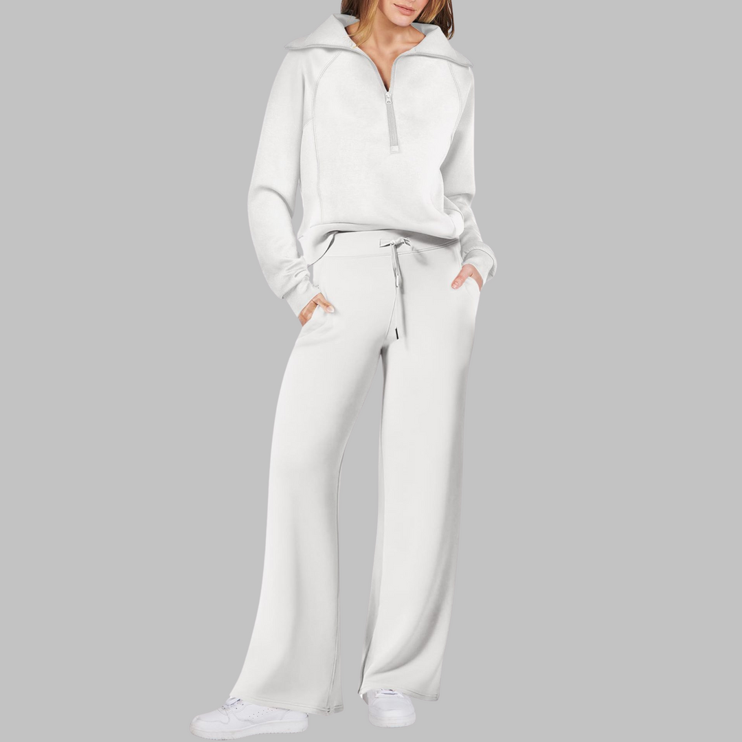 UDAY | Cozy Half-Zip Sweatshirt & Wide-Leg Pants Ensemble