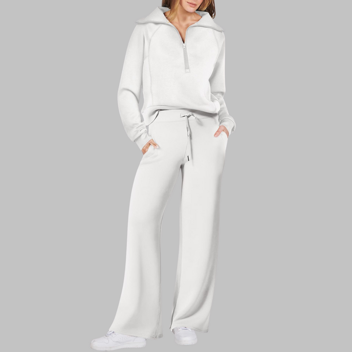 UDAY | Cozy Half-Zip Sweatshirt & Wide-Leg Pants Ensemble