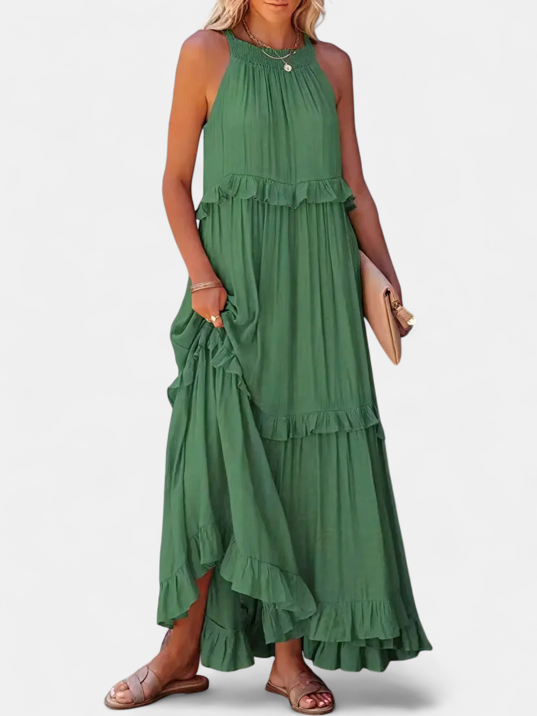 CHERRY | Flowing Flutter Maxi Dress