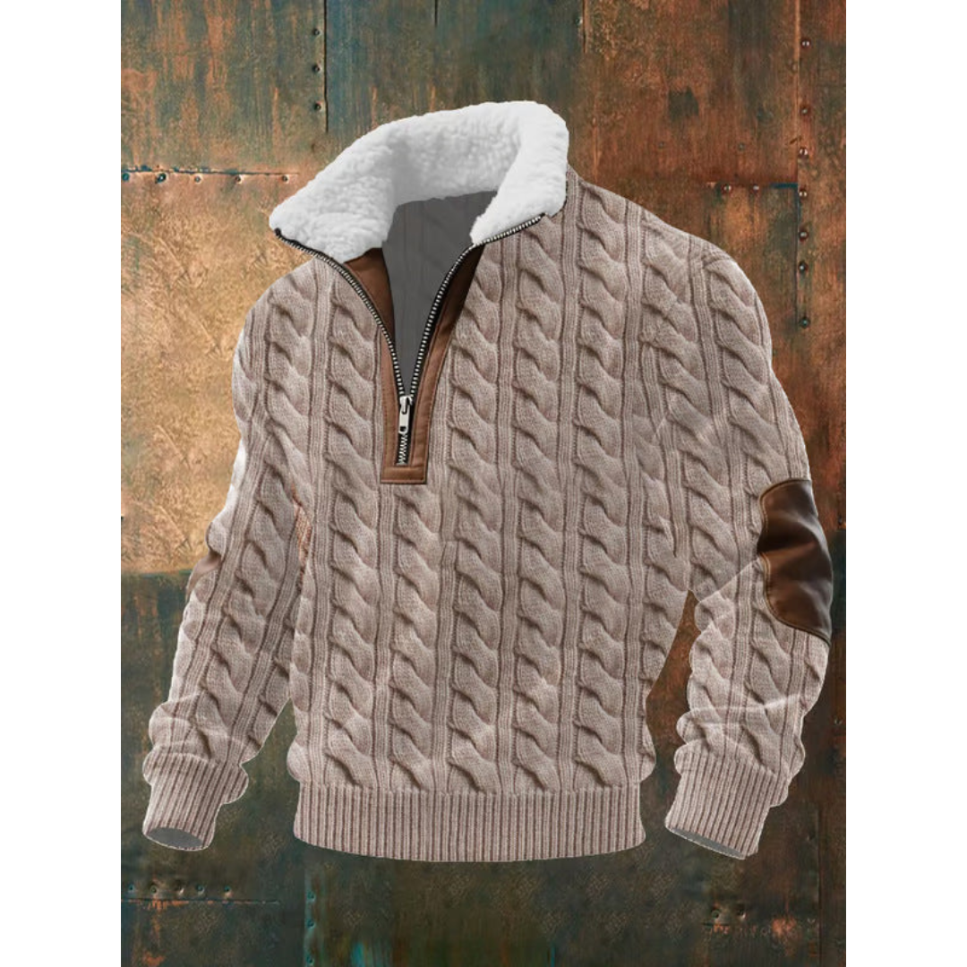 Lachlan | Men's Fleece-Lined Winter Pullover with Structured Knit