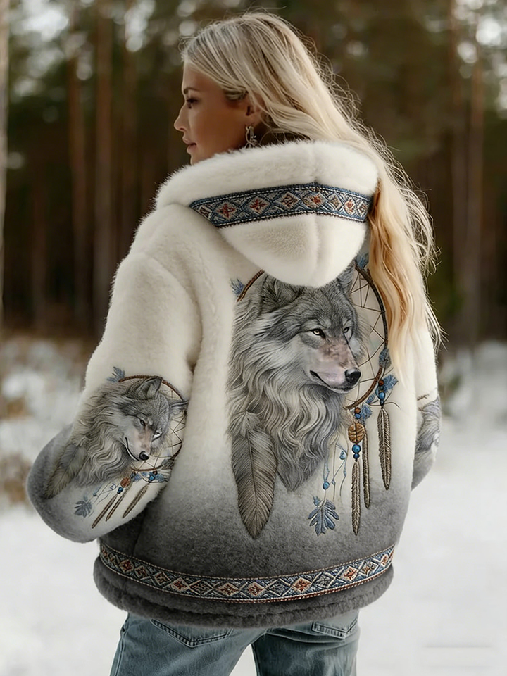 Dahlina | Women's Hooded Jacket with Artistic Print and Cozy Lining