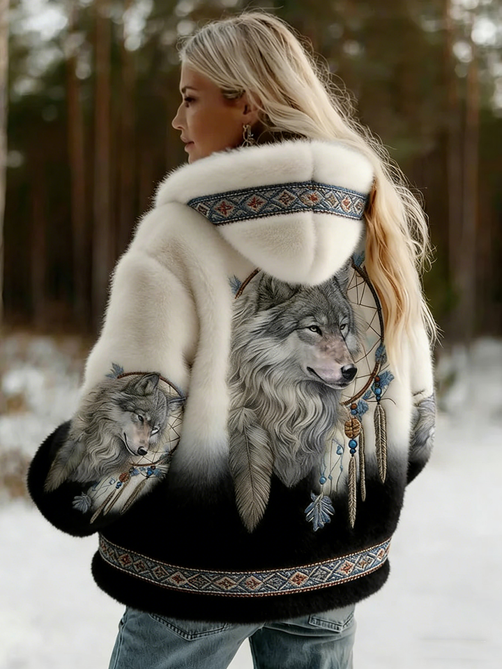 Dahlina | Women's Hooded Jacket with Artistic Print and Cozy Lining
