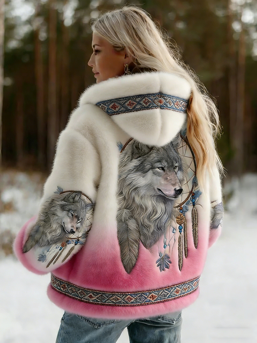 Dahlina | Women's Hooded Jacket with Artistic Print and Cozy Lining