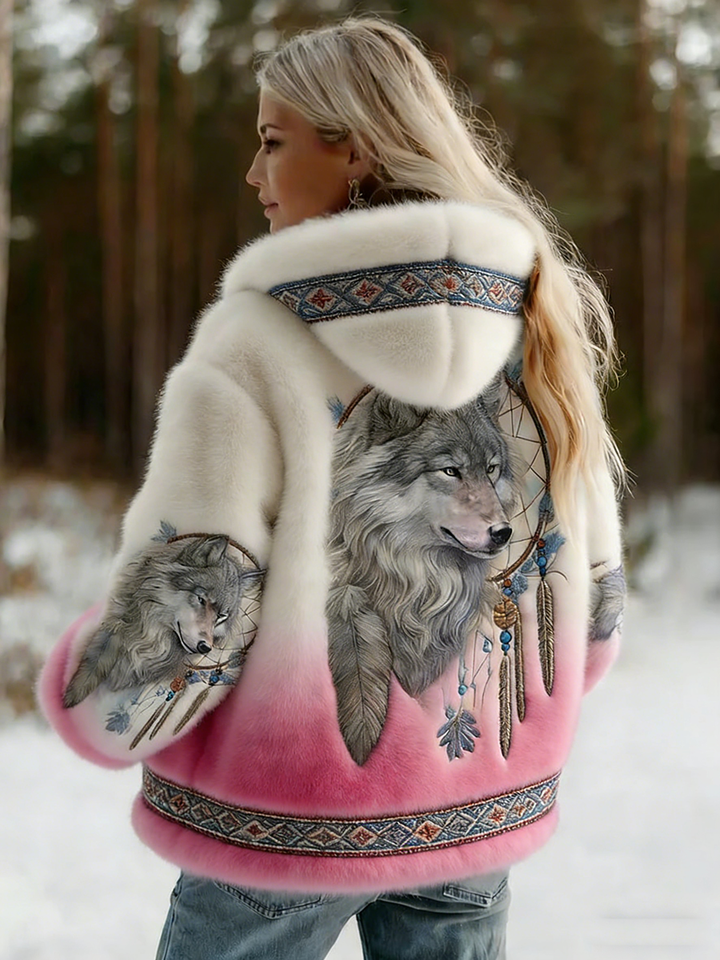 Dahlina | Women's Hooded Jacket with Artistic Print and Cozy Lining