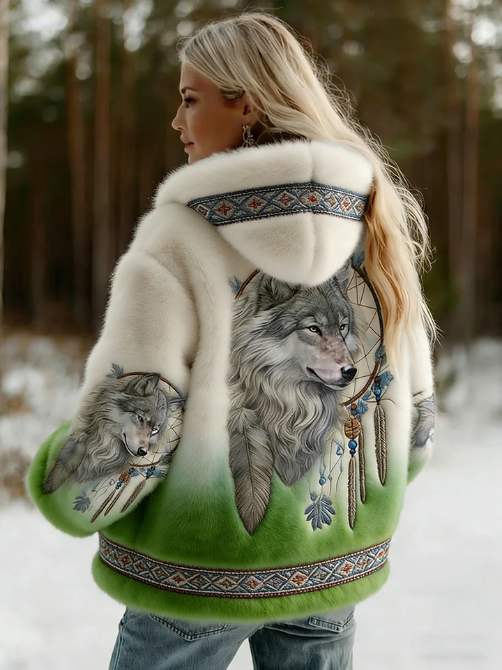 Dahlina | Women's Hooded Jacket with Artistic Print and Cozy Lining