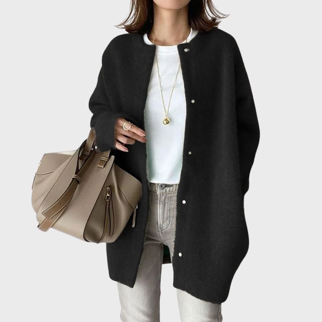Women's Relaxed Fit Cashmere Cardigan with Button Front | Ribbed Trims & Fine Knit | Perfect Layering Piece for the Office