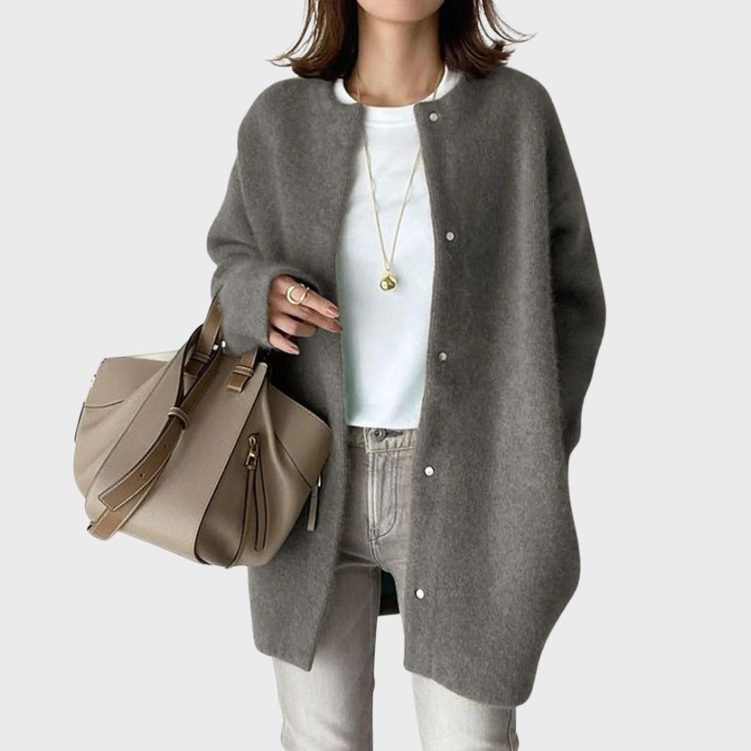 Women's Relaxed Fit Cashmere Cardigan with Button Front | Ribbed Trims & Fine Knit | Perfect Layering Piece for the Office