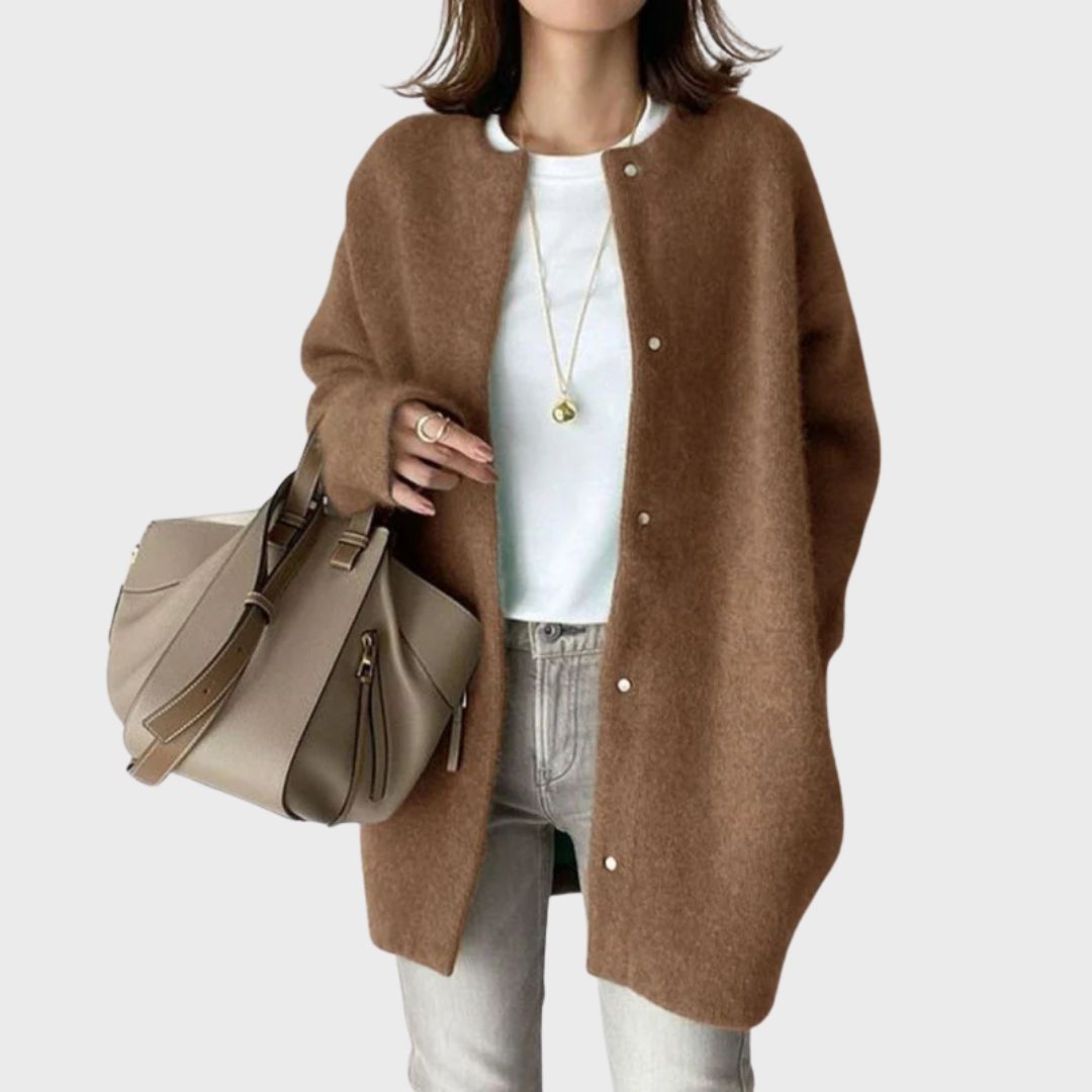 Women's Relaxed Fit Cashmere Cardigan with Button Front | Ribbed Trims & Fine Knit | Perfect Layering Piece for the Office