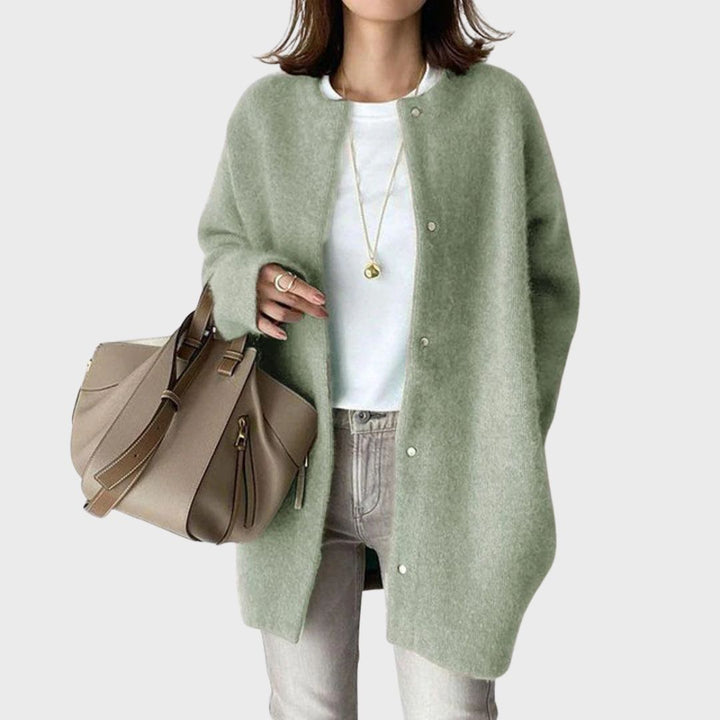 Women's Relaxed Fit Cashmere Cardigan with Button Front | Ribbed Trims & Fine Knit | Perfect Layering Piece for the Office