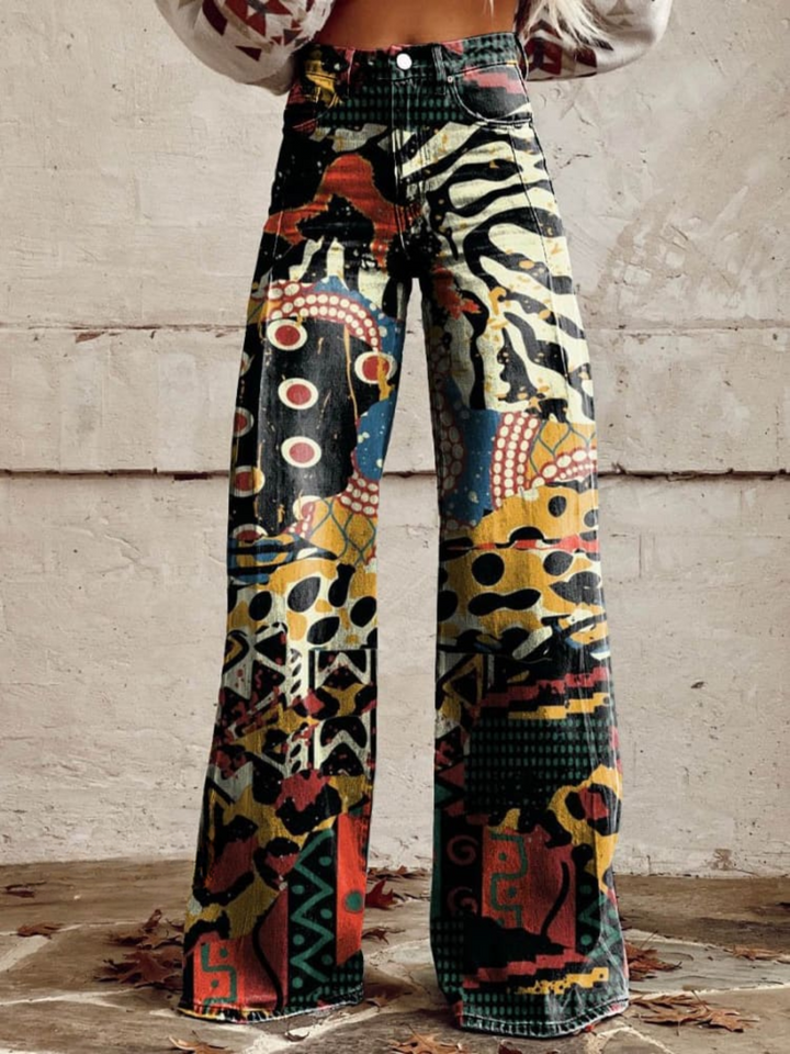 ÉLODIE™ | Chic Wide-Leg Pants Featuring a Striking Artistic Design
