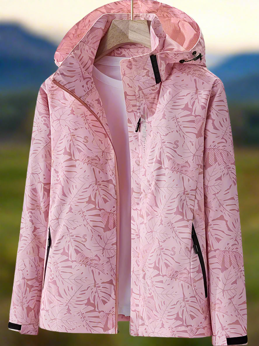 Verna Women's Waterproof Rain Jacket with Adjustable Hood and Stylish Print