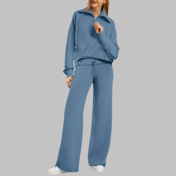 UDAY | Cozy Half-Zip Sweatshirt & Wide-Leg Pants Ensemble