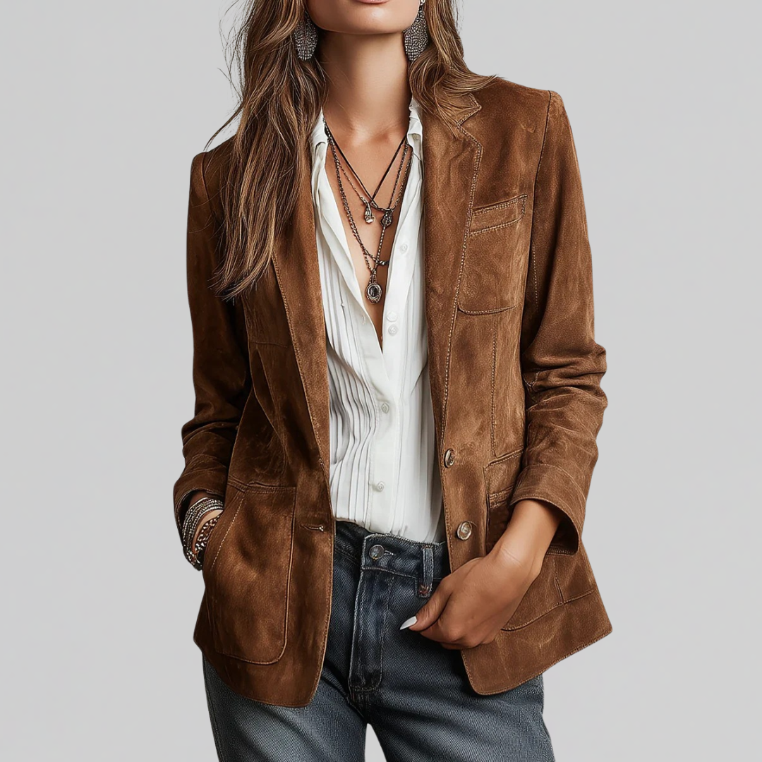 Georgiana | Women's Suede Blazer with Notch Lapel in Relaxed Fit