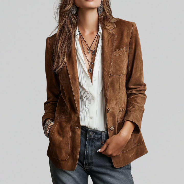 Georgiana | Women's Suede Blazer with Notch Lapel in Relaxed Fit