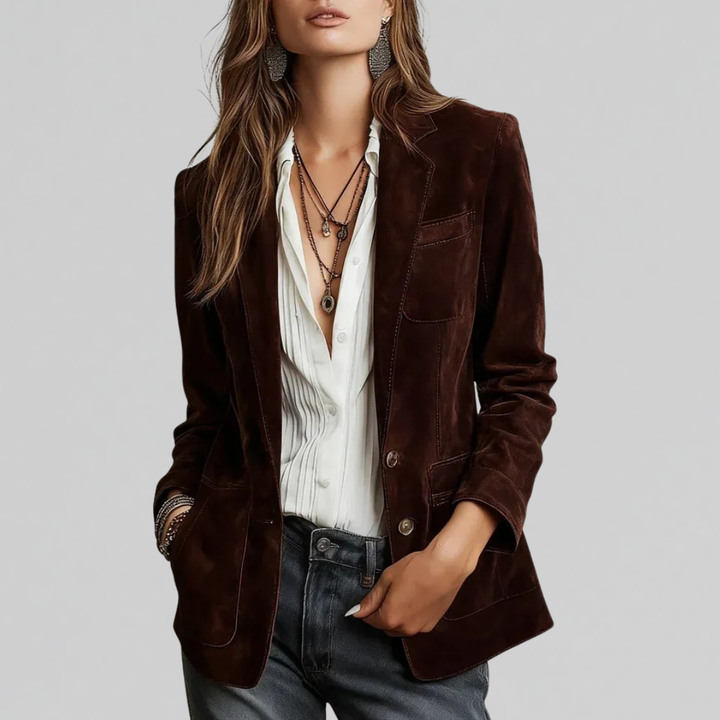 Georgiana | Women's Suede Blazer with Notch Lapel in Relaxed Fit
