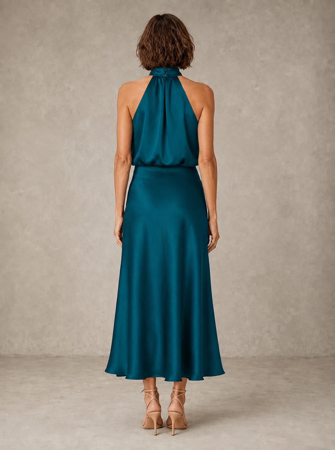 Harper | Satin Halter Evening Dress