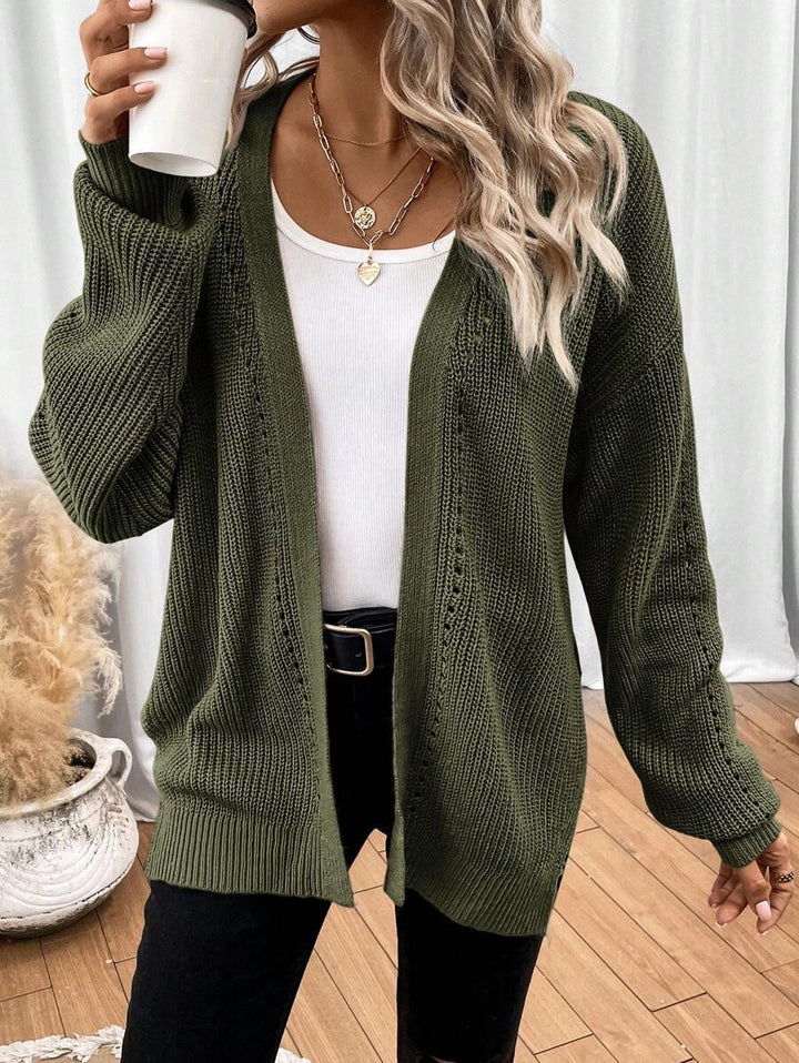 Anneliese | Women's Open Front Pointelle Knit Cardigan with Drop Shoulder