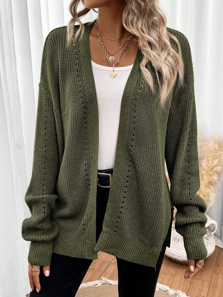 Anneliese | Women's Open Front Pointelle Knit Cardigan with Drop Shoulder