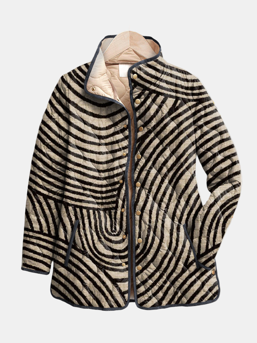 Inaya | Women's Quilted Jacket Featuring Hand-Drawn Retro Design