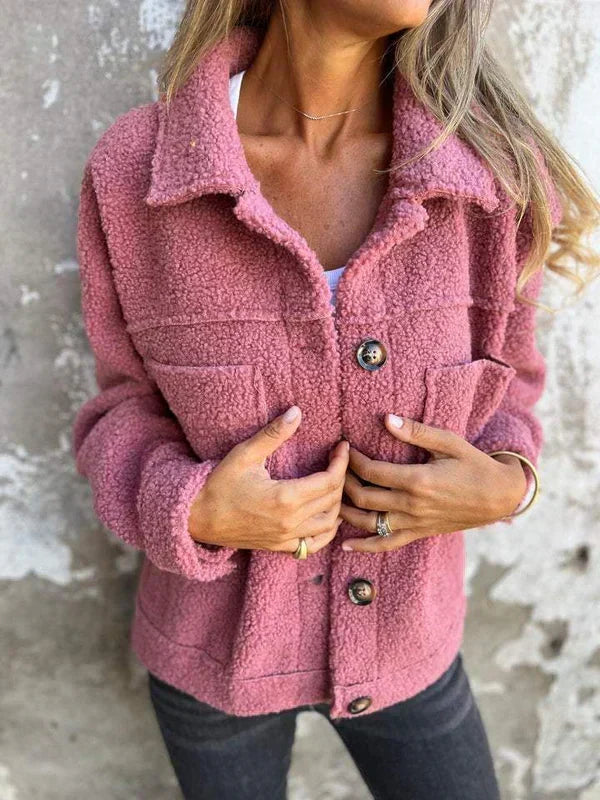 Zoe | Women's Short Jacket with Lapel Collar and Luxurious Soft Texture