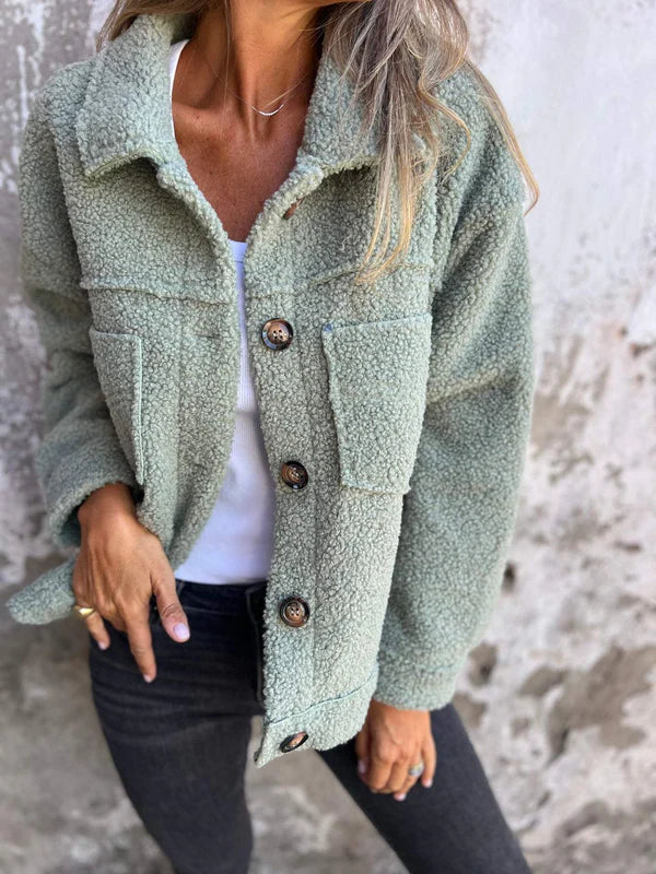 Zoe | Women's Short Jacket with Lapel Collar and Luxurious Soft Texture