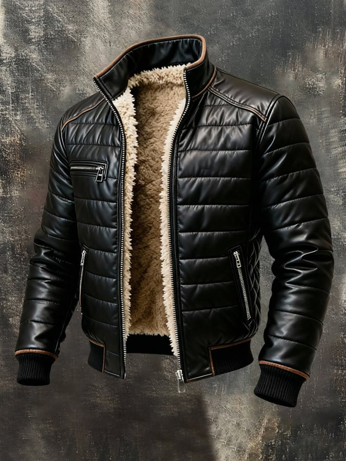 Jacket with High Collar and Refined Cut