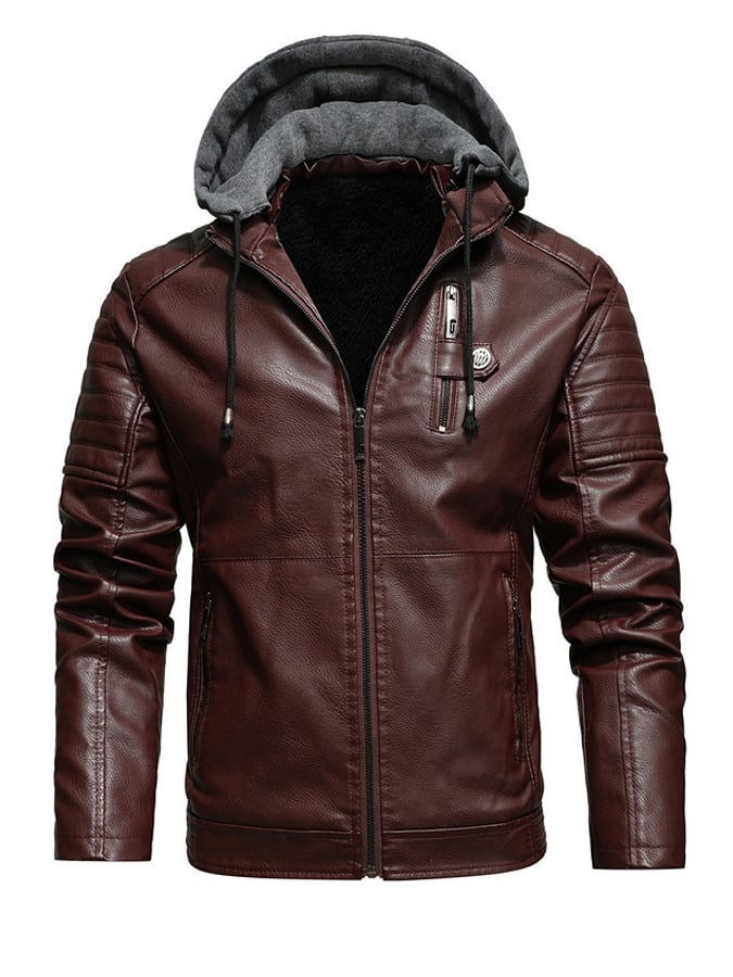 Padded Look Jacket with Hood and Zipper