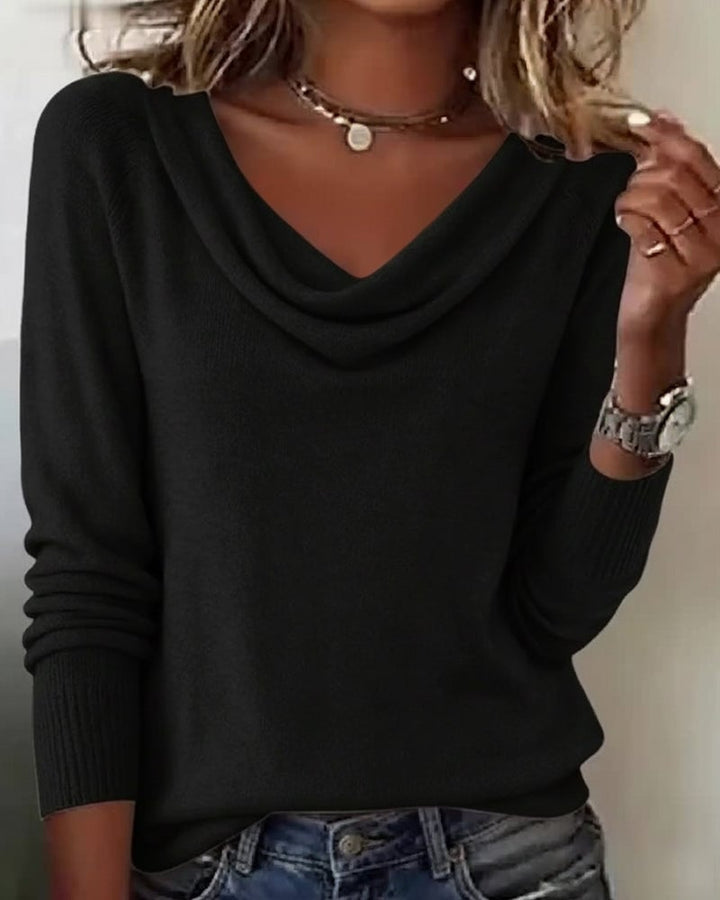 Rosanna | Women's Long Sleeve Soft Knit Sweater with Pile Collar