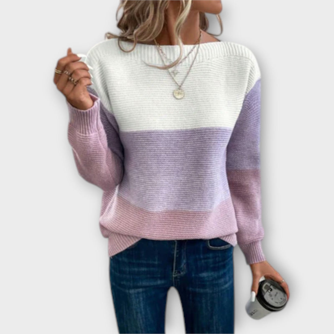Elisabet | Women's Color Block Patchwork Knit Sweater