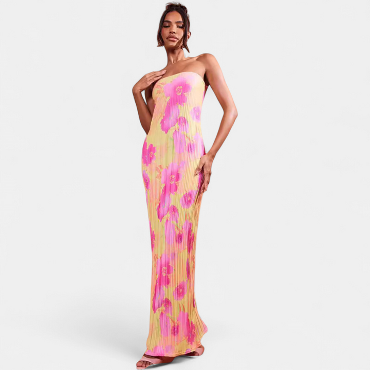 SARA | Floral Backless Bodycon Dress with Tie-Back Detail