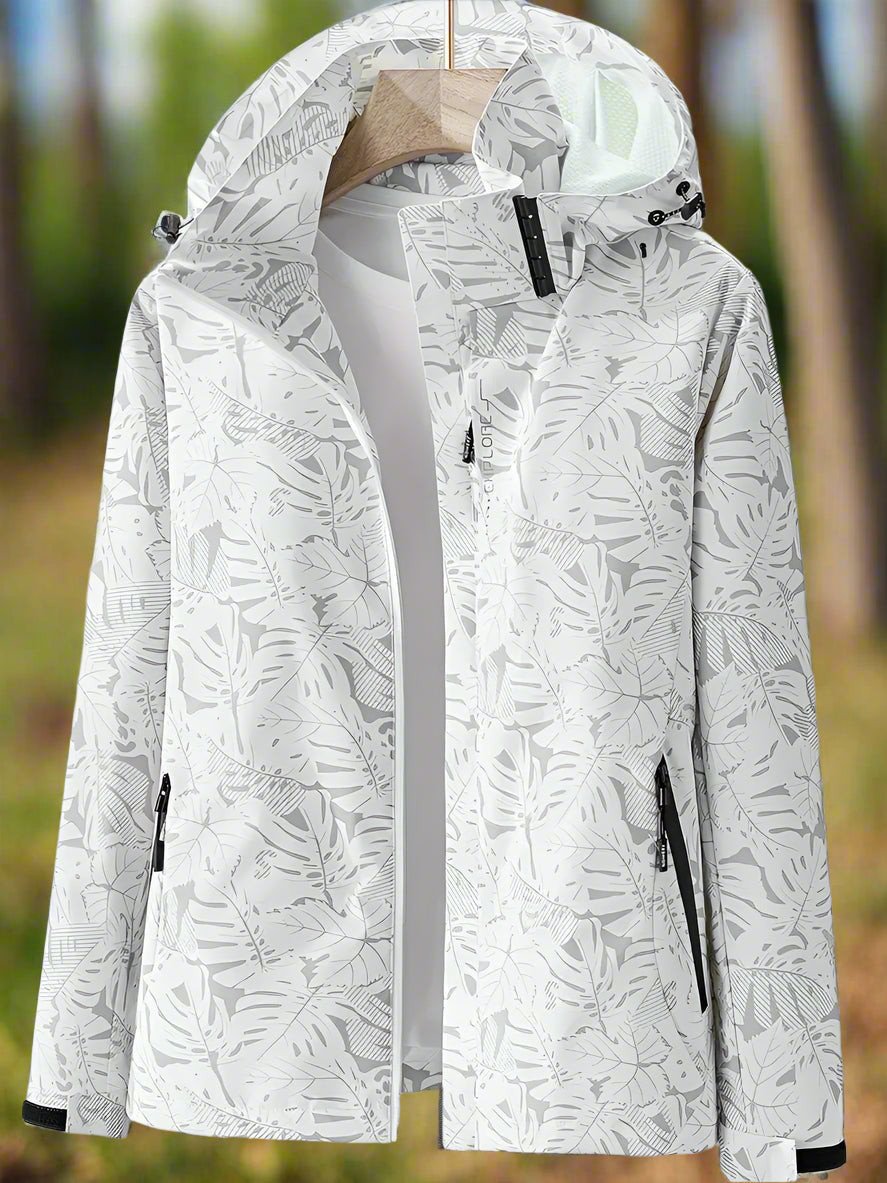 Verna Women's Waterproof Rain Jacket with Adjustable Hood and Stylish Print