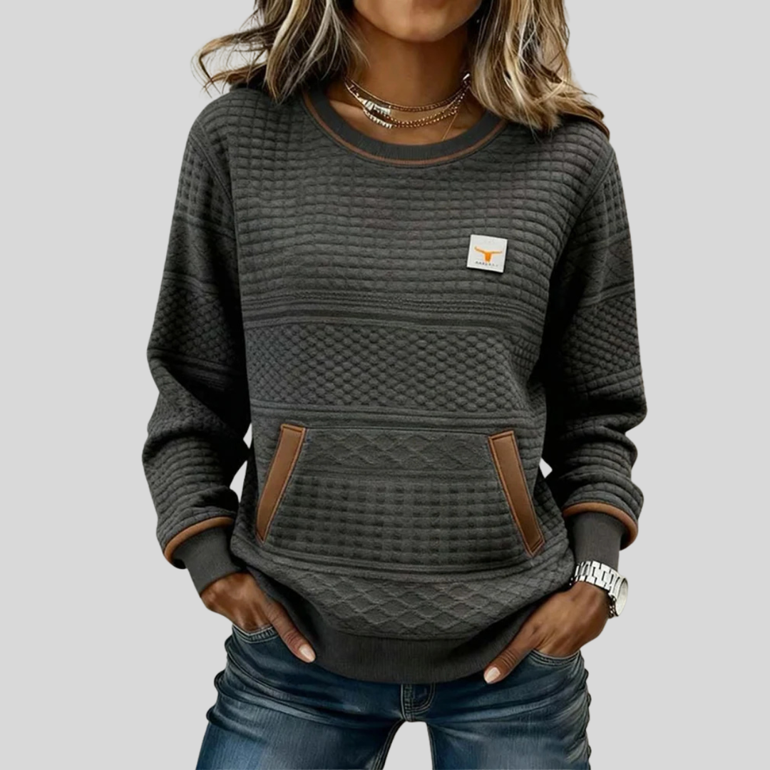 Noelle | Women's Quilted Texture Crew Neck Sweatshirt