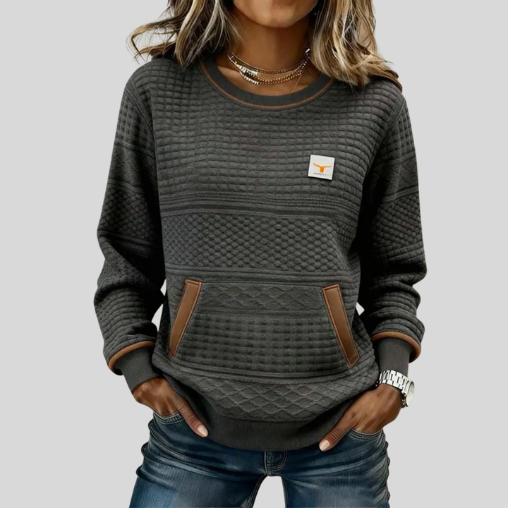 Noelle | Women's Quilted Texture Crew Neck Sweatshirt