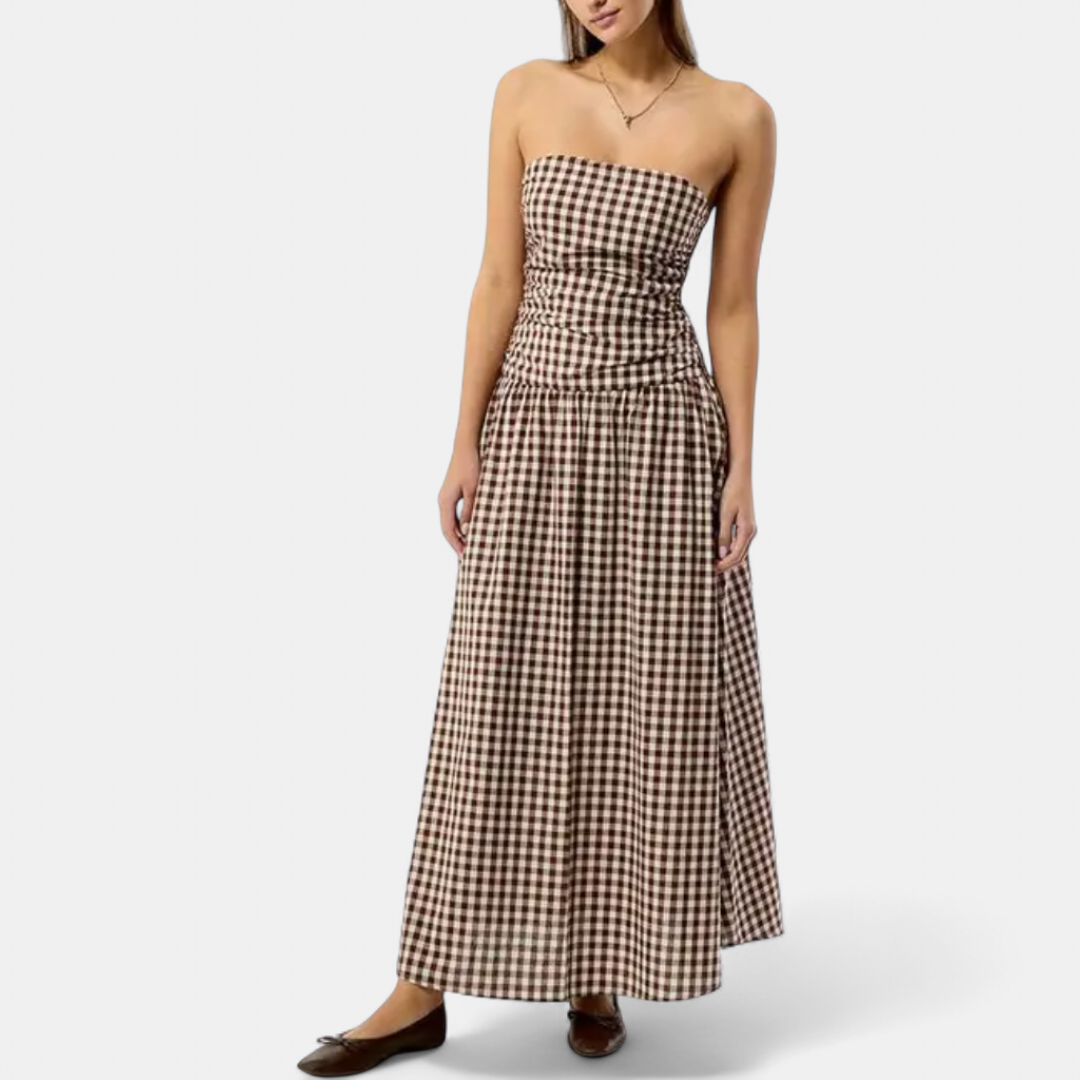 YVETTE | Elegant Strapless Pleated Maxi Dress