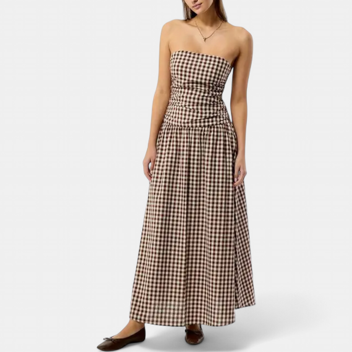 YVETTE | Elegant Strapless Pleated Maxi Dress