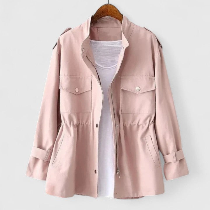Joyce Women's Utility Jacket with Cinched Waist and Long Sleeves