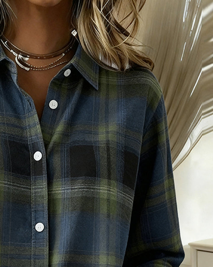 Women's Cotton Blend Checked Overshirt Jacket | Notch Lapel, Regular Fit, Buckle Detail | Stylish Smart Casual Layer for Work