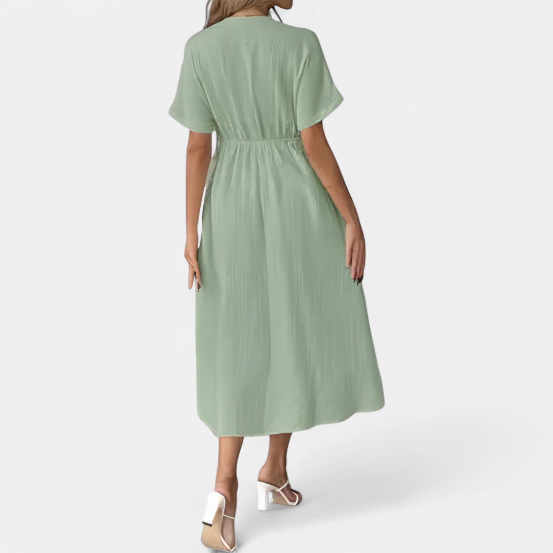 BONNIE | Lightweight V-Neck Drawstring Beach Dress