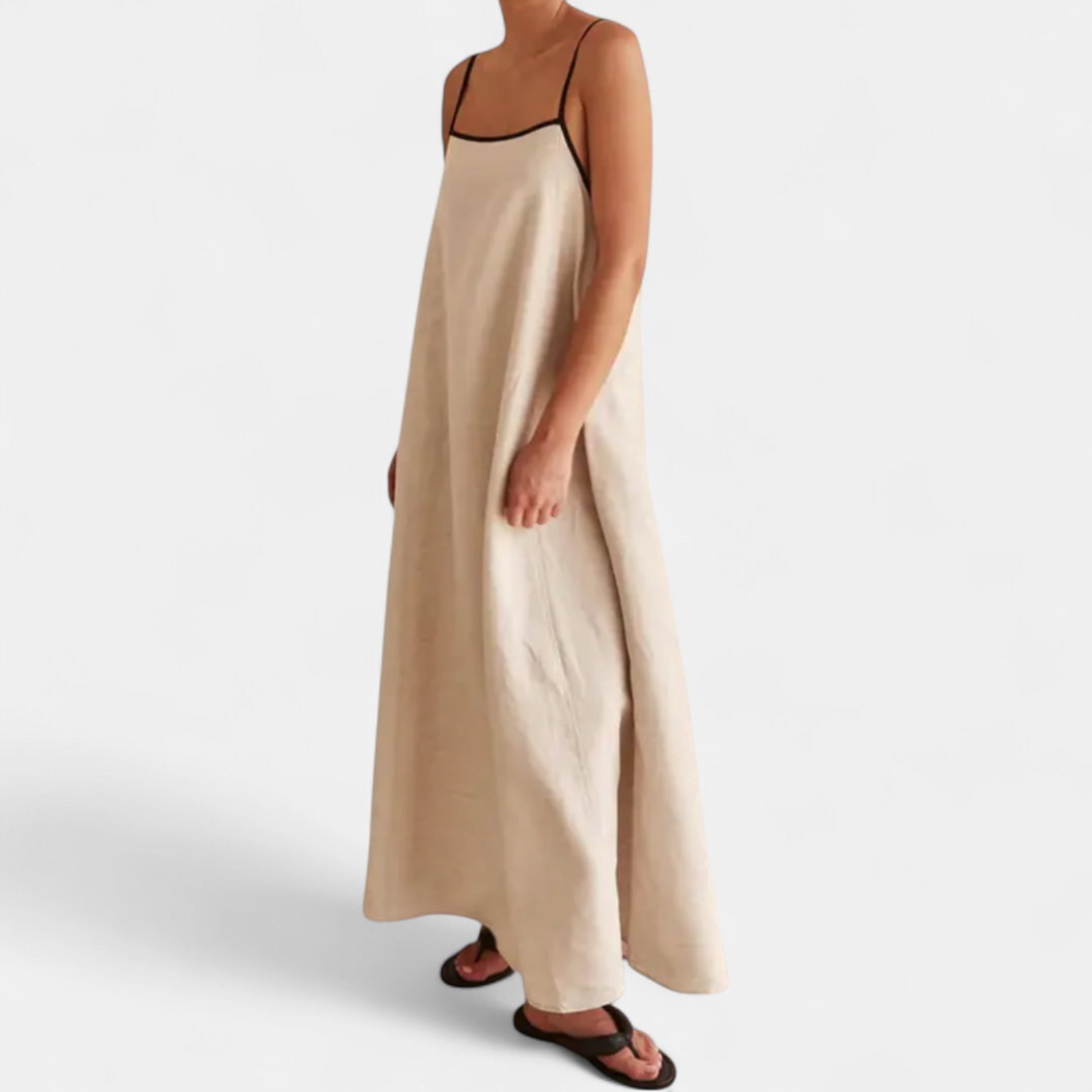 SOLÈNE | Two-Tone Linen Maxi Swing Dress