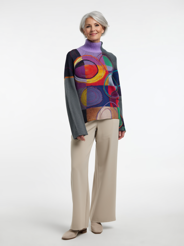 Kaia - Color-Blocked Knit Turtleneck Sweater