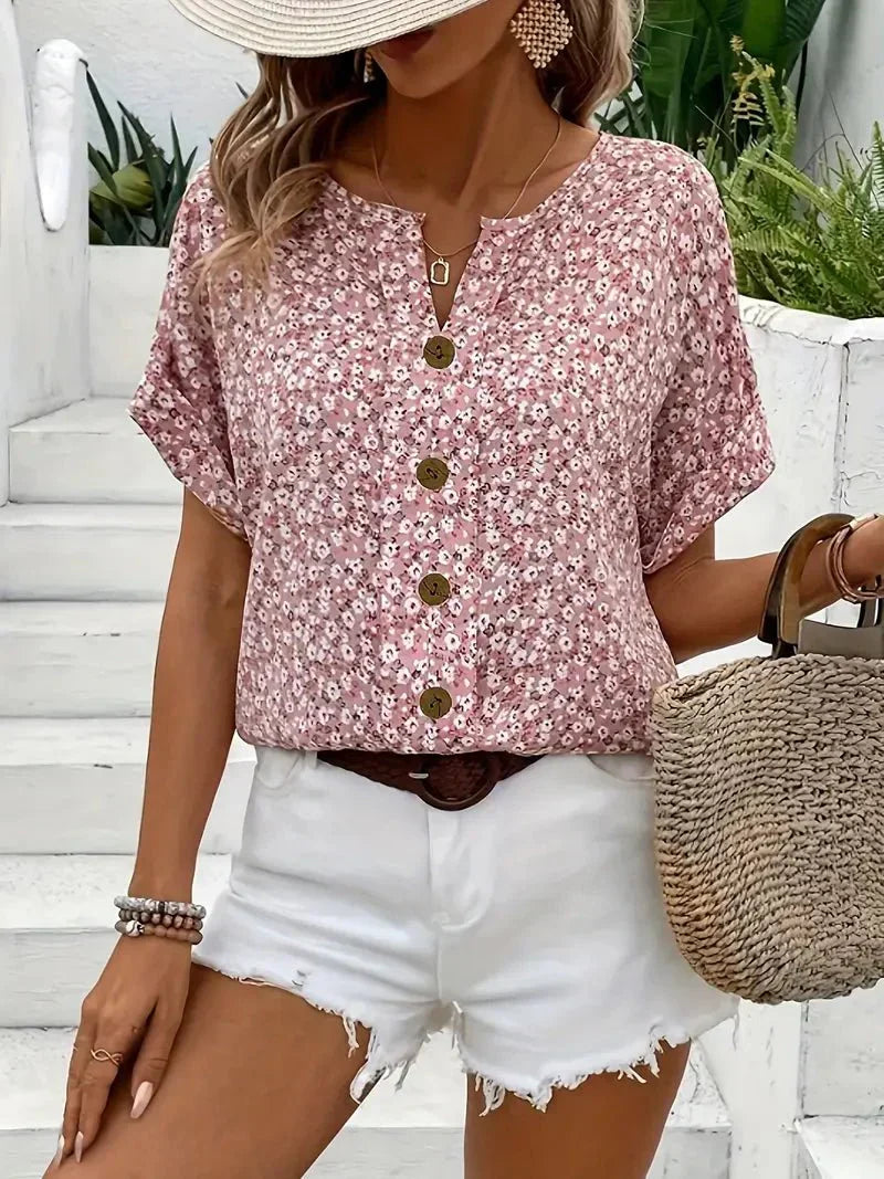 Wolena | Floral Notch Blouse