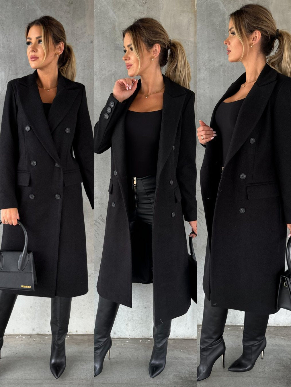 Women's Double-Breasted Wool-Style Coat | Regular Fit | Winter Sleeve Design | Versatile Office and Smart Casual Outerwear