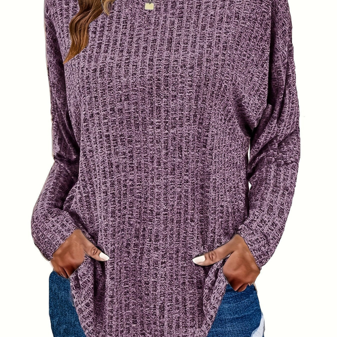 Paloma | Women's Waffle Knit Tunic Sweater with Curved Hem