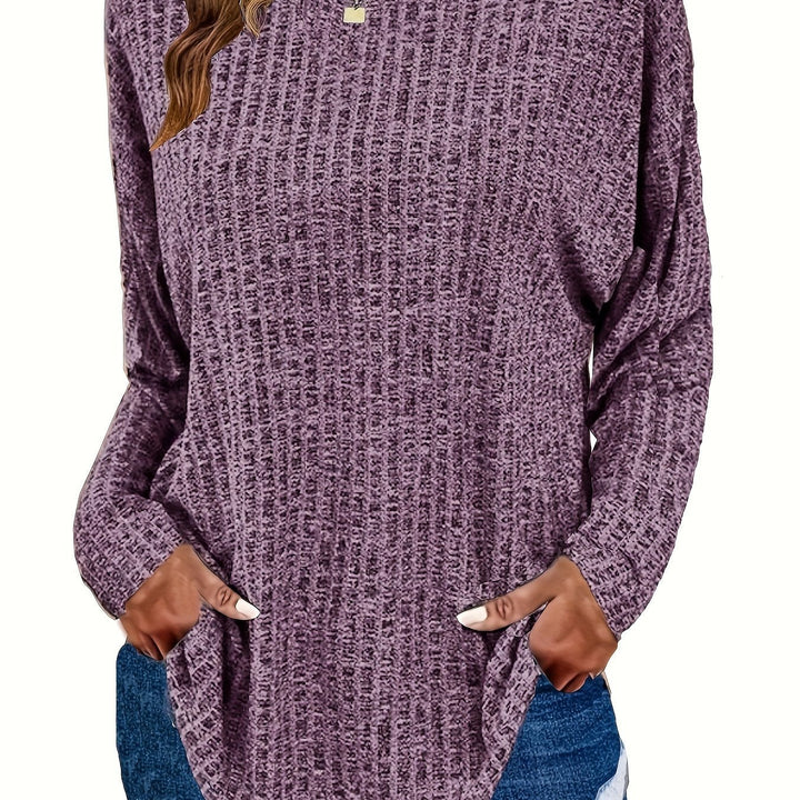 Paloma | Women's Waffle Knit Tunic Sweater with Curved Hem
