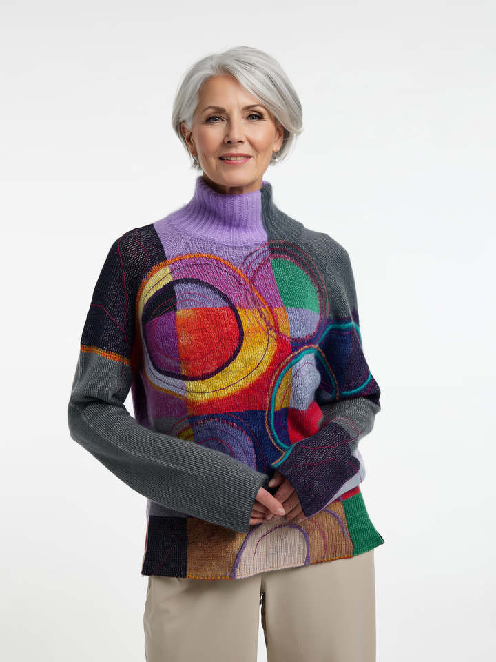 Kaia - Color-Blocked Knit Turtleneck Sweater