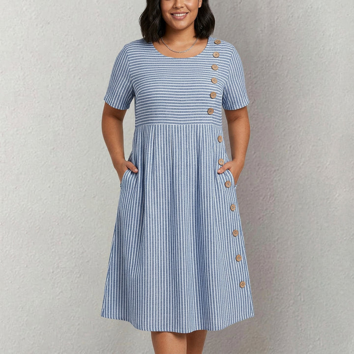 Pia - Striped Button-Up Dress