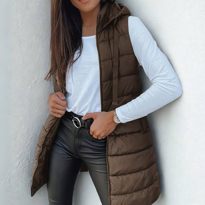 Eirwen | Women's Lightweight Hooded Long Puffer Vest